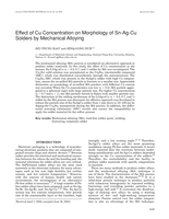 Effect of Cu concentration on morphology of Sn-Ag-Cu solders by mechanical alloying