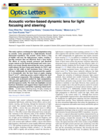 Acoustic vortex-based dynamic lens for light focusing and steering