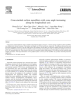 Cone-stacked carbon nanofibers with cone angle increasing along the longitudinal axis