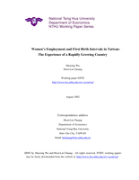 Women’s Employment and First Birth Intervals in Taiwan: The Experience of a Rapidly Growing Country