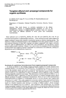 Tungsten-alkynyl and -propargyl compounds for organic syntheses