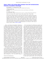 Green, yellow, and orange defect emission from ZnO nanostructures: Influence of excitation wavelength