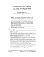 Demonstration of ultra-wideband (UWB) over fiber based on optical pulse-injected semiconductor laser