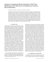 Analysis of interfacial shear strength of SiC fiber reinforced 7075 aluminum composite by pushout microindentation