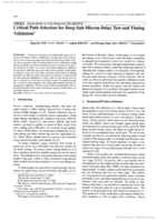 Critical Path Selection for Deep Sub-Micron Delay Test and Timing Validation