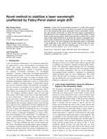 Novel method to stabilize a laser wavelength unaffected by Fabry-Perot etalon angle drift