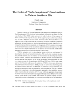 The Order of 'Verb-Complement' Constructions in Taiwan Southern Min