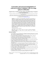 Generation and spectral manipulation of coherent terahertz radiation with two-stage optical rectification