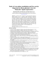 Study of cross-phase modulation and free-carrier dispersion in silicon photonic wires for Mamyshev signal regenerators