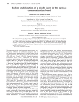 Iodine stabilization of a diode laser in the optical communication band