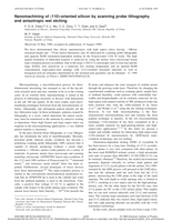 Nanomachining of (110)-oriented silicon by scanning probe lithography and anisotropic wet etching