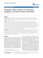 Integrated cellular network of transcription regulations and protein-protein interactions