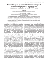 Monolithic quasi-phase-matched nonlinear crystal for simultaneous laser Q switching and parametric oscillation in a Nd:YVO4 laser