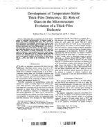 Development of Temperature- S table Thick-Film Dielectrics: 111. Role of Glass on the Microstructure Evolution of a Thick-Film Dielectric