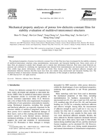 Mechanical property analyses of porous low-dielectric-constant films for stability evaluation of multilevel-interconnect structures