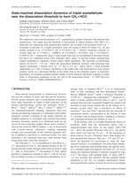State-resolved dissociation dynamics of triplet acetaldehyde near the dissociation threshold to form CH3+HCO