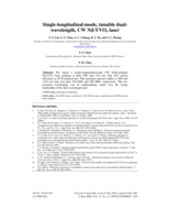 Single-longitudinal-mode, tunable dual-wavelength, CW Nd:YVO4 laser