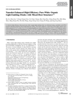 Nanodot-enhanced high-efficiency pure-white organic light-emitting diodes with mixed-host structures