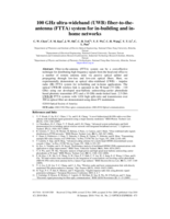 100 GHz ultra-wideband (UWB) fiber-to-the-antenna (FTTA) system for in-building and in-home networks