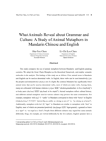 What Animals Reveal about Grammar and Culture: A Study of Animal Metaphors in Mandarin Chinese and English