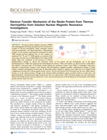 Electron transfer mechanism of the Rieske protein from Thermus thermophilus from solution nuclear magnetic resonance investigations