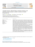 " Untangle the knot " : Maternal blame, emotional reciprocity, and pathways toward autonomy in mothers' narratives of autistic young adult sons including those for text and data mining, AI training, and similar technologies