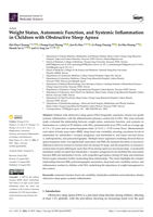 Weight Status, Autonomic Function, and Systemic Inflammation in Children with Obstructive Sleep Apnea
