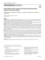 Dietary behavior and its association with sleep-disordered breathing symptoms in Taiwanese children