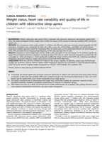 Weight status, heart rate variability and quality-of-life in children with obstructive sleep apnea