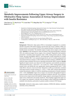 Metabolic Improvements Following Upper Airway Surgery in Obstructive Sleep Apnea: Association of Airway Improvement with Insulin Resistance