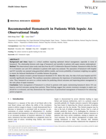Recommended Hematocrit in Patients With Sepsis: An Observational Study